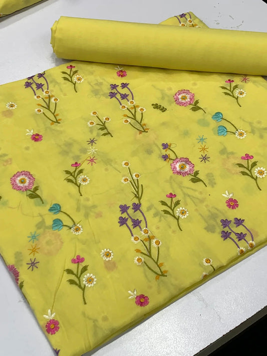 LAWN BOTI EMBROIDERED 2pcs (butter yellow)