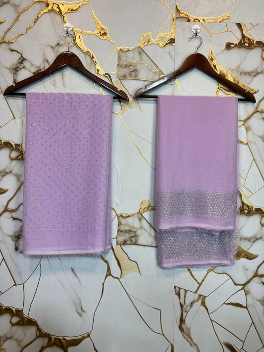 Chiffon Crystal Work unstich Dress(Kasni)