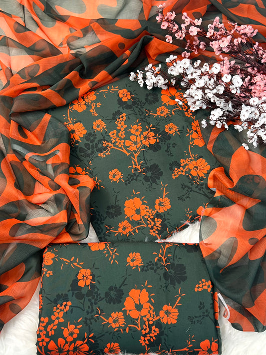 SWISS LAWN UNSTICH 3pcs ( orange & green)
