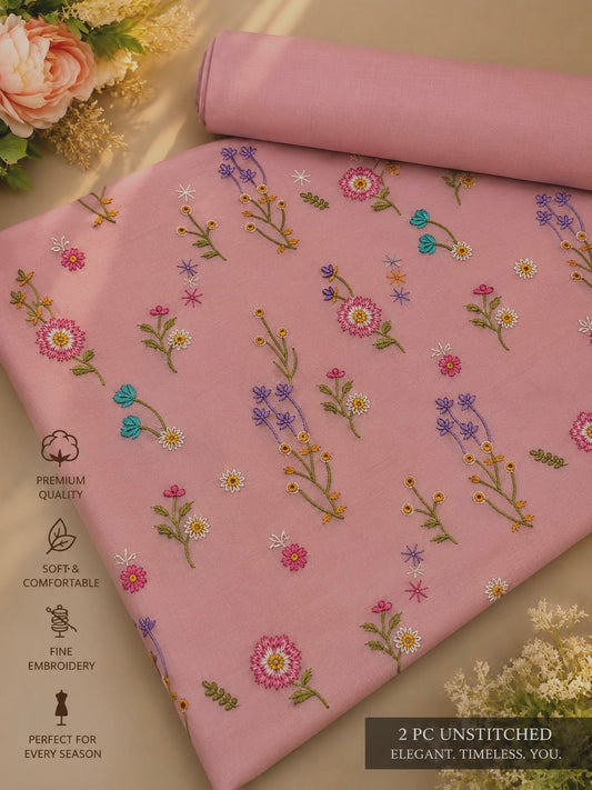 LAWN BOTI EMBROIDERED 2pcs (light peach-pink)