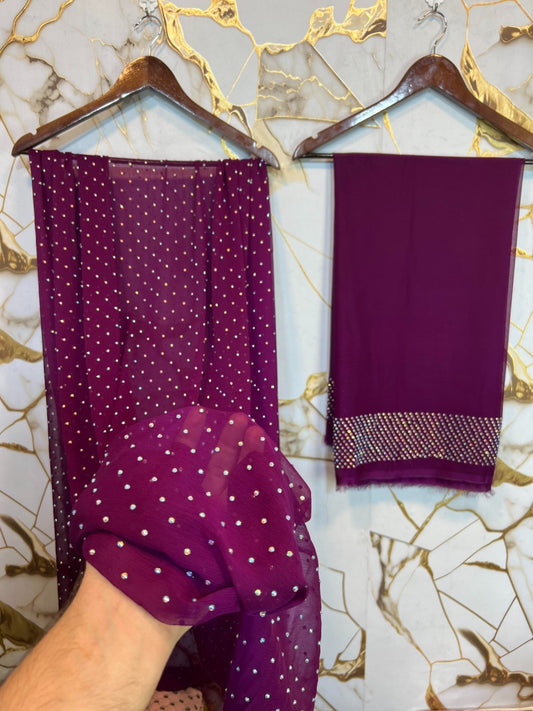 Chiffon Crystal Work 3-Piece Dress(Marjenda)