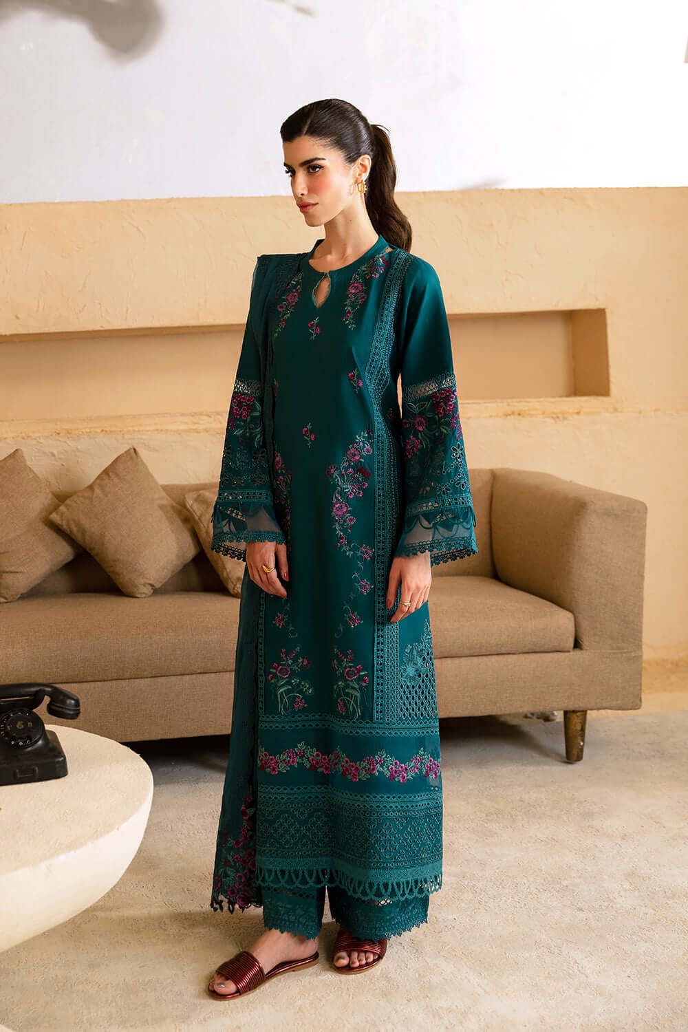 Azure luxury lawm embroidery Chikenkari collection