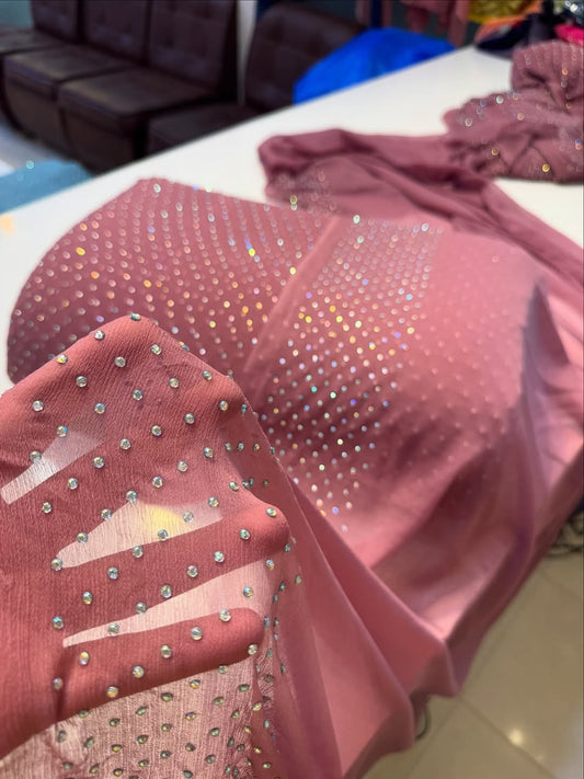 Chiffon Crystal Work unstich Dress(Peyazi)