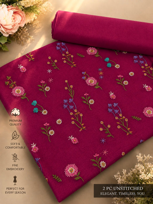LAWN BOTI EMBROIDERED 2pcs (magenta)
