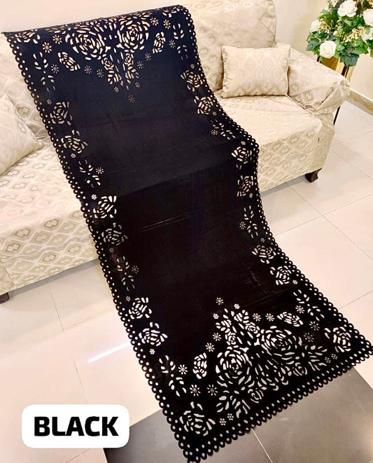 Laser Cut Velvet Shawl 2025 - Black (GULAB)