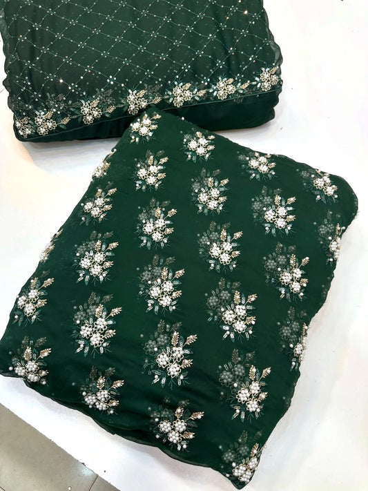 SOFT CHIFFON FINE PEARLS 3PECS(BOTTLE-GREEN)