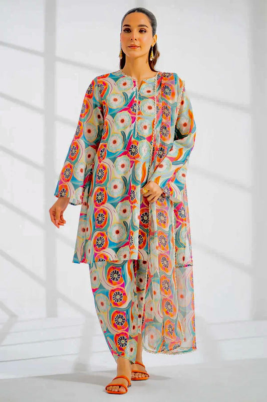Digital Printed 3 Piece Swiss Lawn With chiffon Dupatta