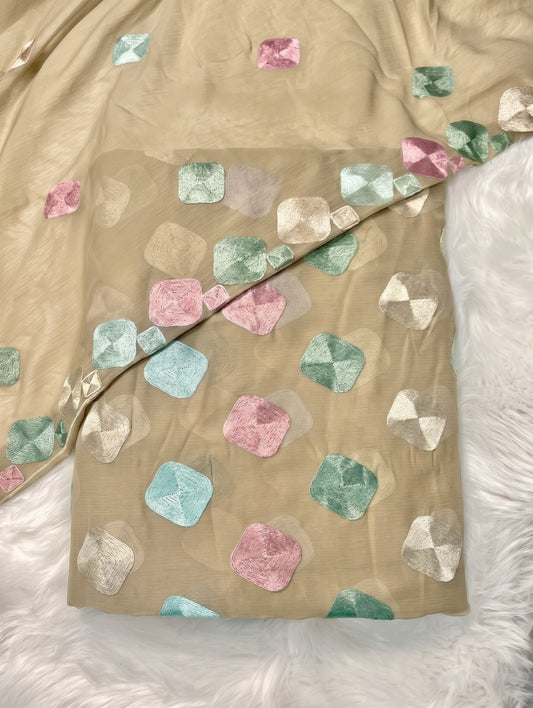 CHIFFON VISCOSE EMBROIDEREY 3PCS(biscuiti)
