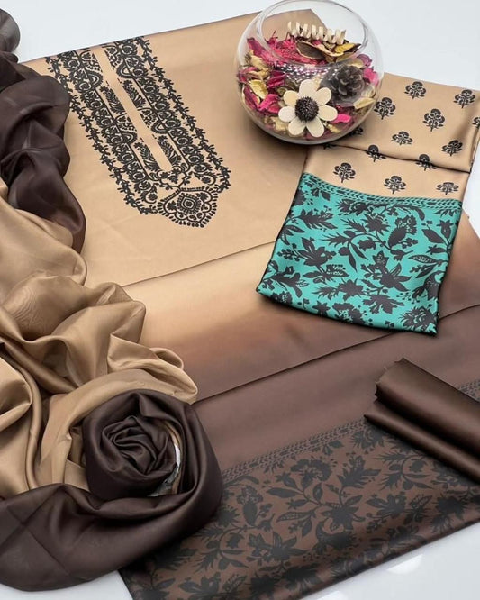 Digital Print Silk 3pcs(choclaty)