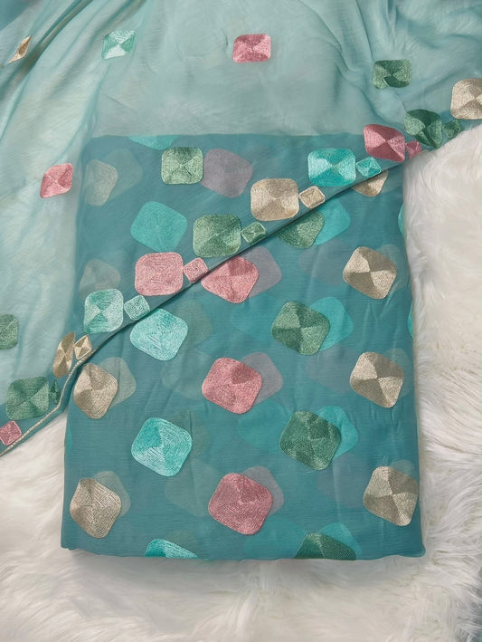 CHIFFON VISOCE EMBROIDEREY 3pcs(mint)