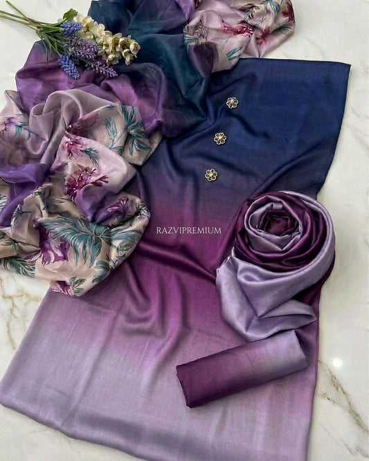 3pcs pure silk unstich dress