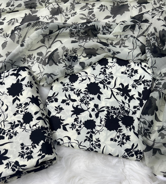 Aneelas SWISS LAWN UNSTICH 3pcs(black & white)
