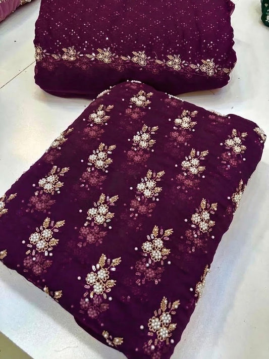 SOFT CHIFFON FINE PEARLS 3PECS (plum)