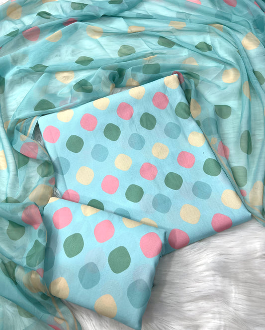 SWISS LAWN UNSTICH 3pcs(mint polka)