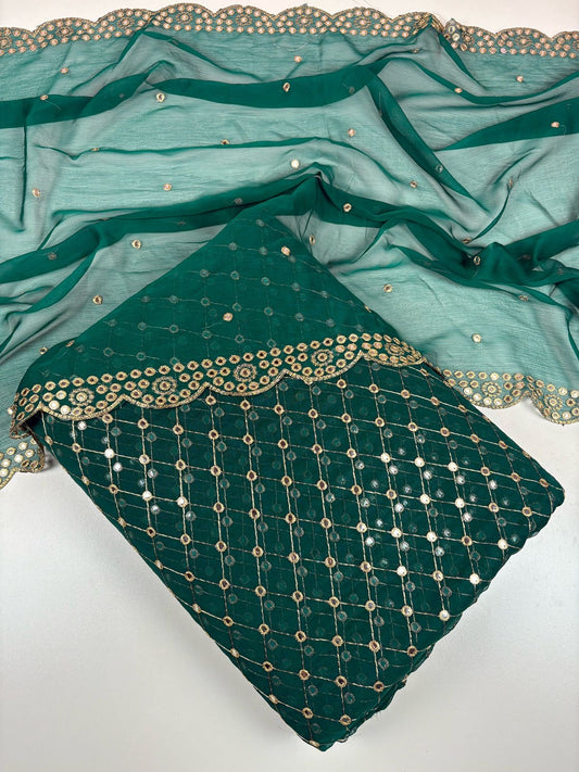 Hiba Bukhari formal Chiffon 3pc (C-Green)