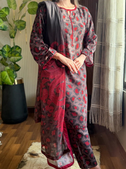 Summer Digital printed swiss lawn unstich 3pcs (B/zebra)