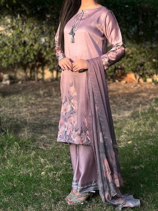 NEW DIGITAL PRINT SHALMOZE Silk UNSTICH 3pcs(R-P)
