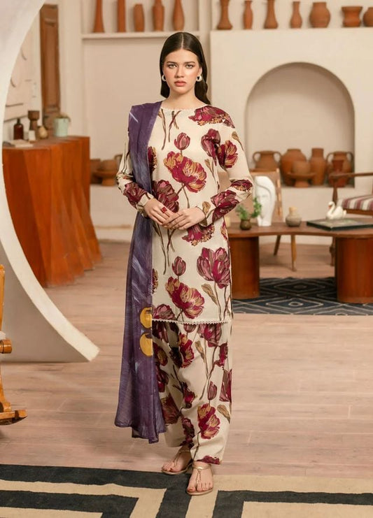 Digital Printed 3 Piece Swiss Lawn With chiffon Dupatta