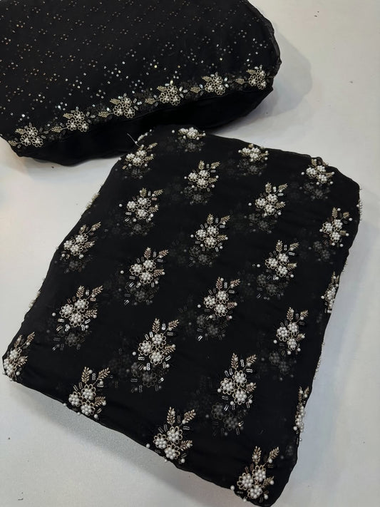 SOFT CHIFFON FINE PEARLS 3PECS(BLACK)