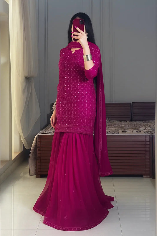 CHIFFON HEAVY EMB 3PCS UNSTICH DRESS atishi)