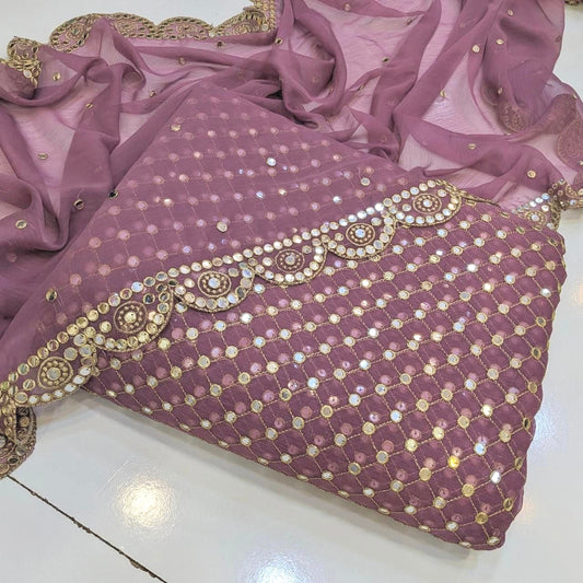 Hiba Bukhari formal Chiffon 3pc (Lailac)