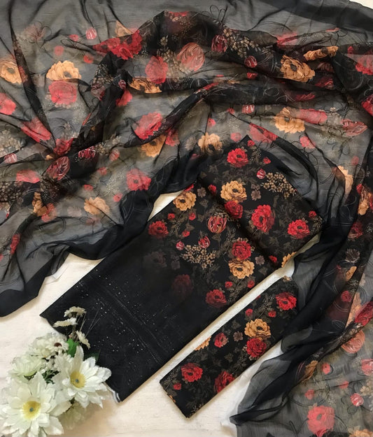 Chikenkari Embroidered lawn 3piece collection