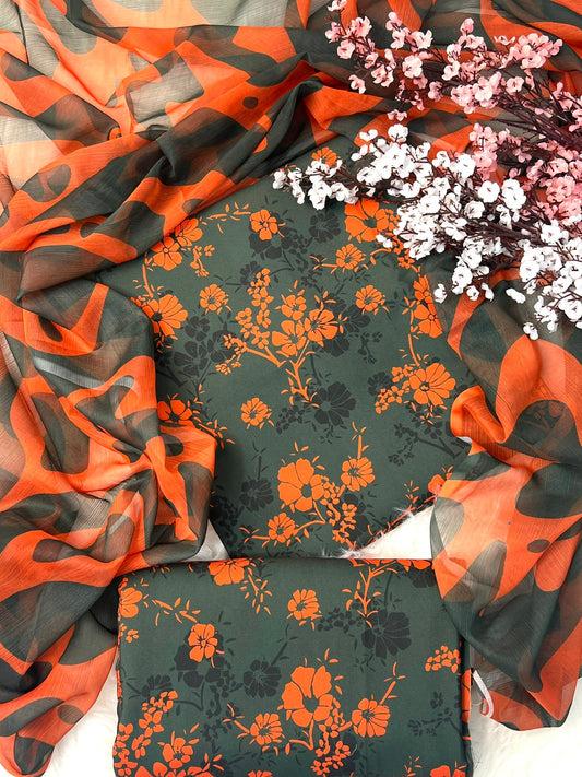 SWISS LAWN UNSTICH 3pcs ( orange & green)