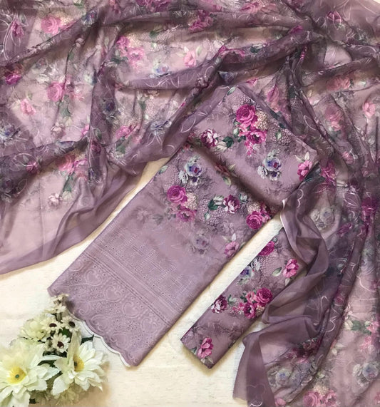 Chikenkari Embroidered lawn 3piece collection