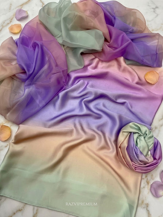 3pcs pure silk unstich dress(ranbow)