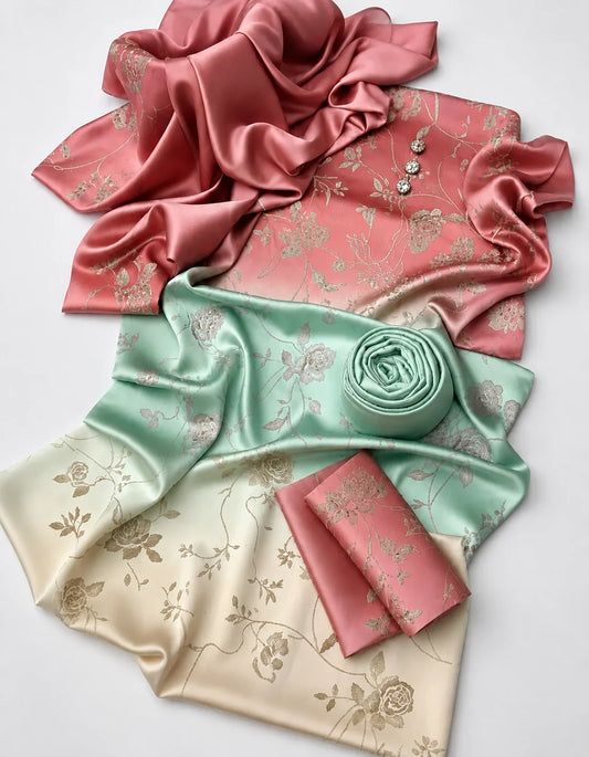 DIGITAL PRINT SHALMOZE Silk 3pcs(peach)