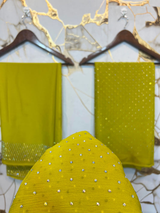 Chiffon Crystal Work unstich Dress(dhani)