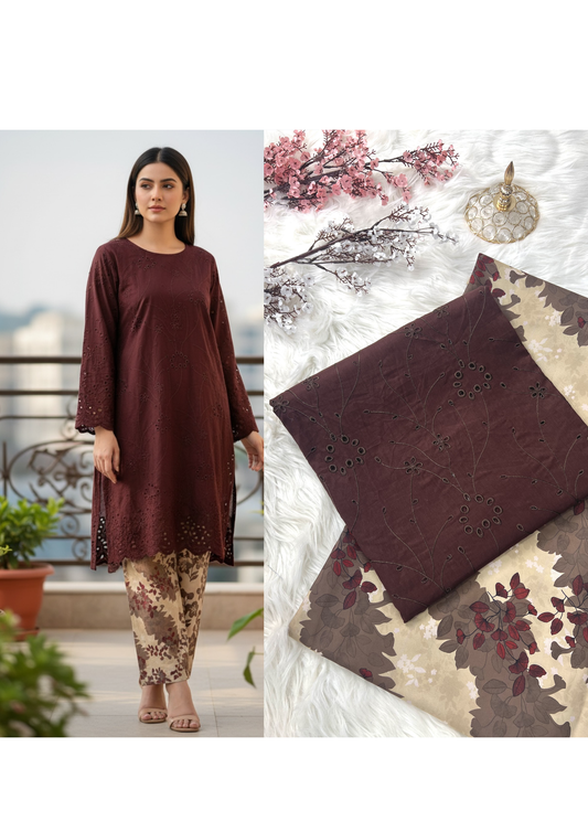 Boring Lawn Chickenkari 2 pcs Viral DRESS 👗 (D-brown)