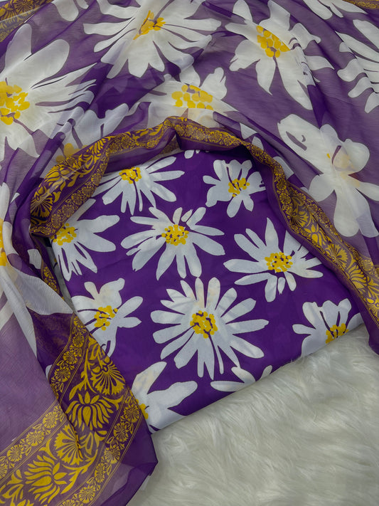 SWISS LAWN UNSTICH 3pcs(purple sunflower)