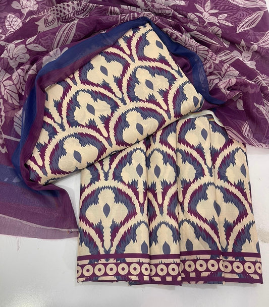M print Digital Printed 3 Piece Swiss Lawn With chiffon Dupatta