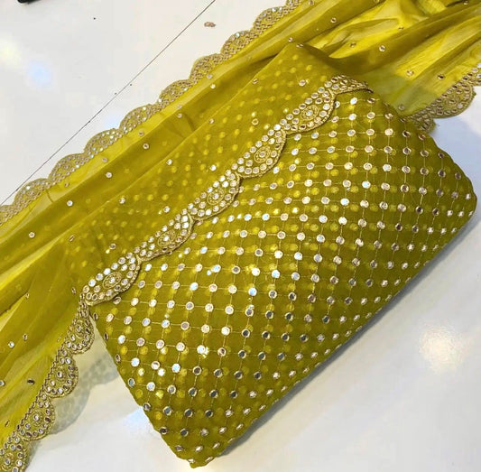 Hiba Bukhari formal Chiffon 3pc(dhani)