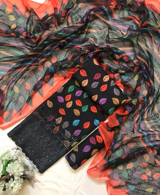 Chikenkari Embroidered lawn 3piece collection