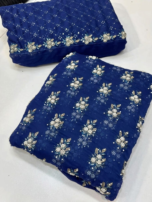 SOFT CHIFFON FINE PEARLS 3PECS(Royal-blue)