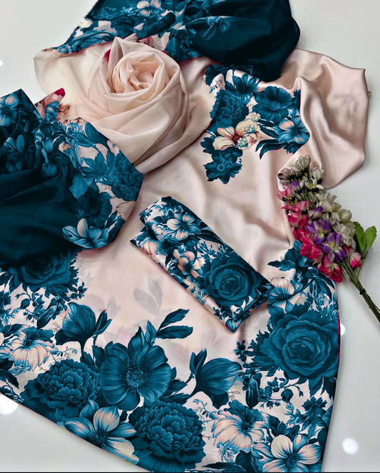 DIGITAL PRINT SHALMOZE Silk 3pcs(Zink-phool)