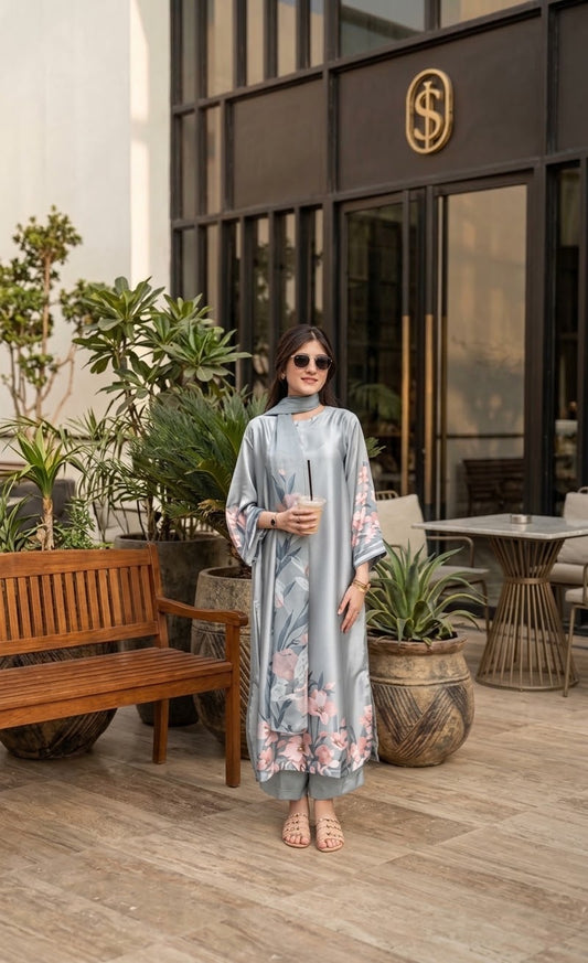 NEW DIGITAL PRINT SHALMOZE Silk 3pcs(R-S)
