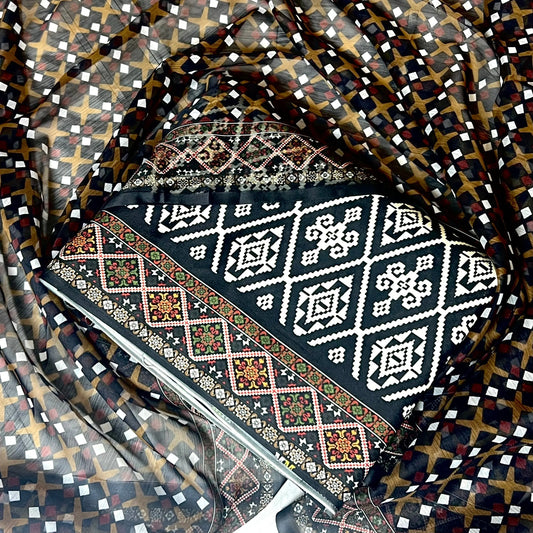 Digital Printed 3 Piece Swiss Lawn With chiffon Dupatta