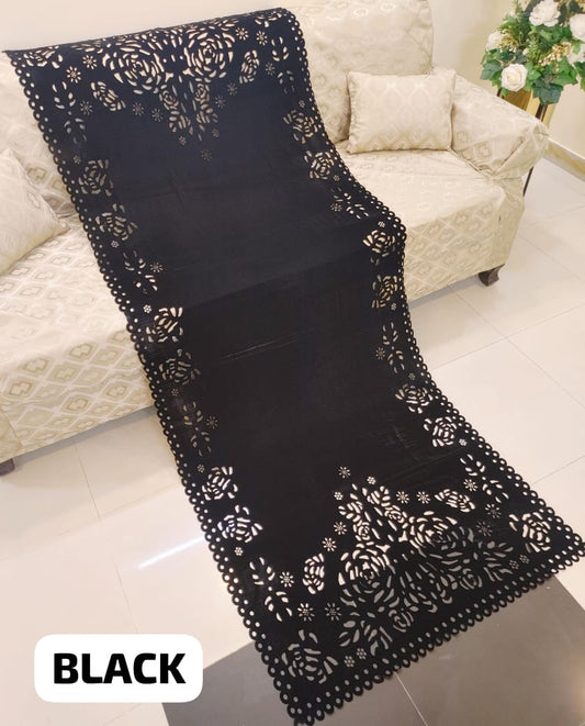 Velvet laser cutwork shawl