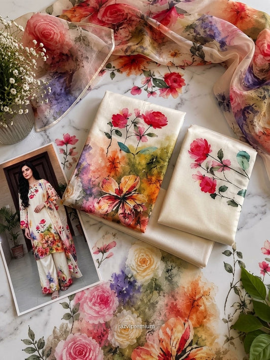 DIGITAL PRINT SHALMOZE Silk 3pcs
(3d- rose)