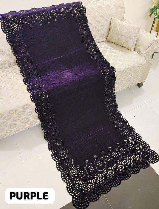 Velvet laser cutwork shawl