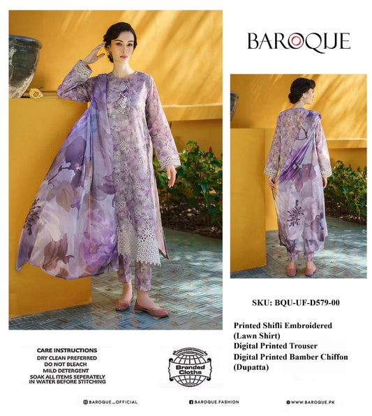 Barouqe emb lawn 3pcs summer collection