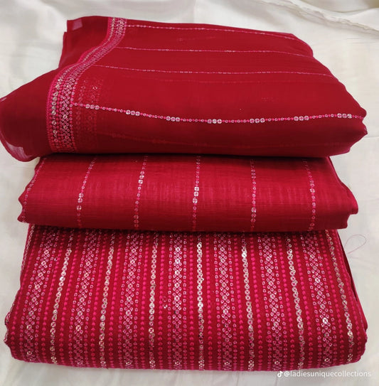 Chiffon sequence sitara 3pcs unstich collection (Atishi)