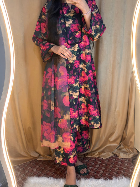 Summer Digital printed swiss lawn unstich 3pcs (Neavy floral)