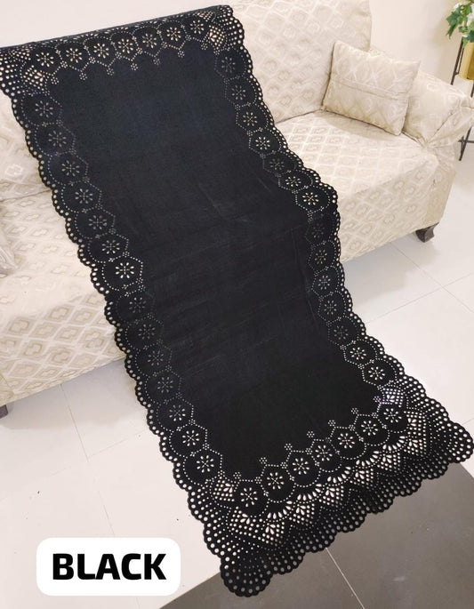 Velvet laser cutwork shawl