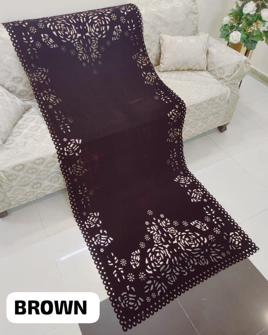 Velvet laser cutwork shawl