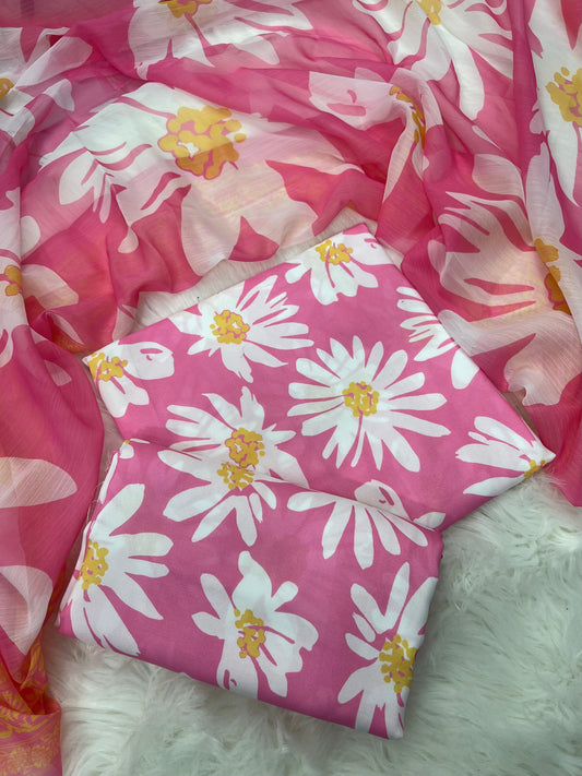 Digital Printed Swiss Lawn 3pcs(pinky)