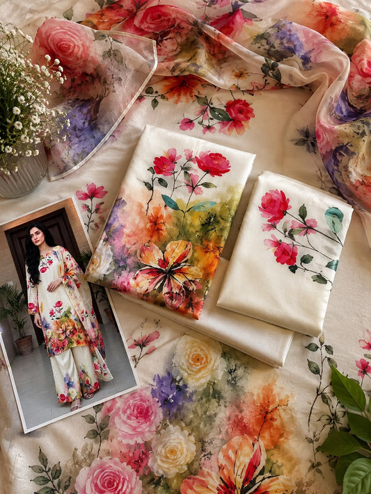 New Digital Print Silk 3pcs unstich(3d- rose)